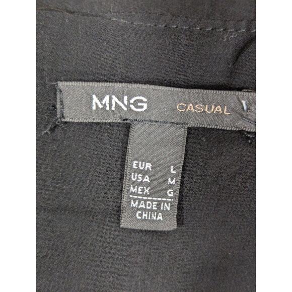 MNG! LUXE BLACK RUFFLED, LAYERED SILK LOOK (POLY) PARTY DRESS! FULLY LINED! SZ M - Picture 5 of 9